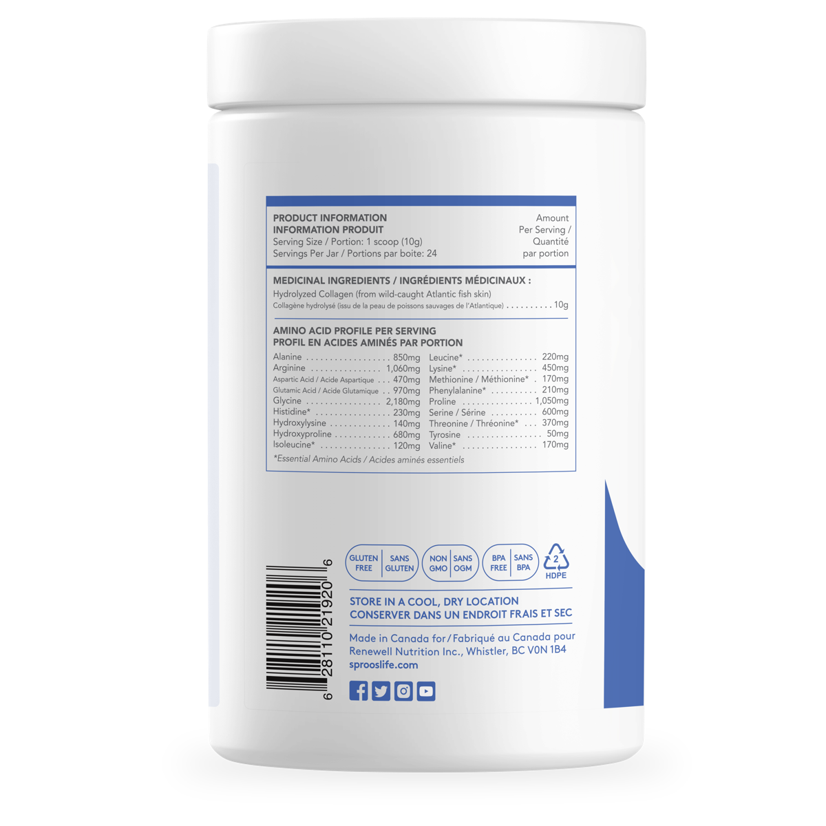 Sproos Marine Collagen - Unflavoured (240g) - Lifestyle Markets